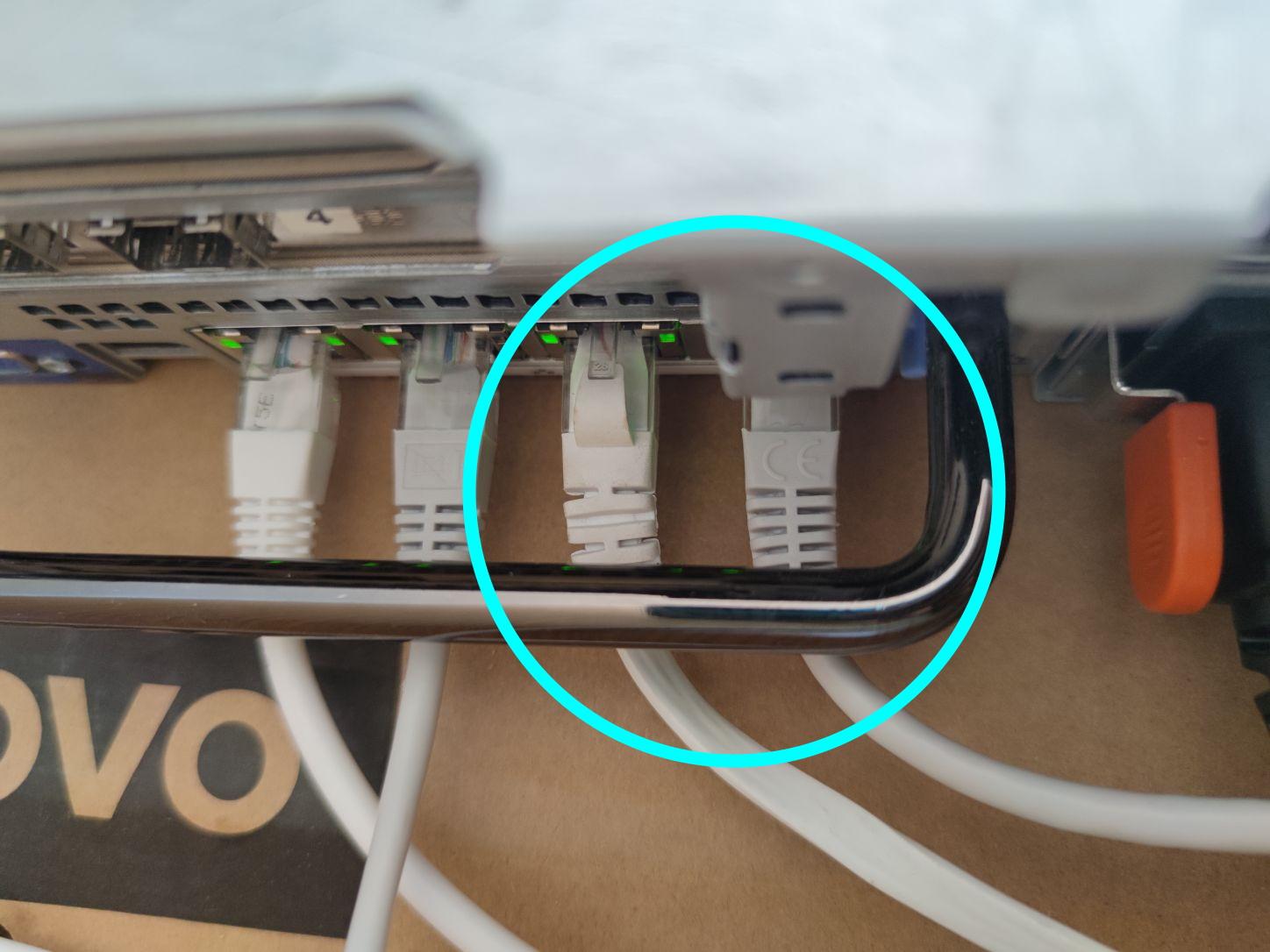 My WAN and LAN cables connected to my server.