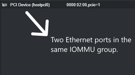 IOMMU passthrough in Proxmox.