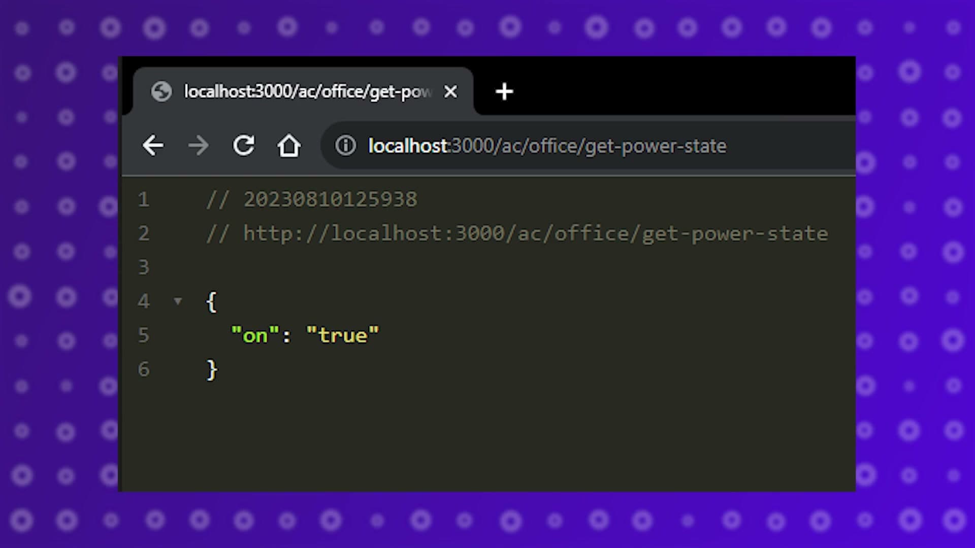 My own endpoint returning the air conditioner's live power state